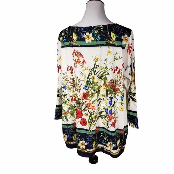 Linea by Louis Dell'Olio Plus 20W Floral Print Pullover Blouse Polyester Top - Picture 5 of 8